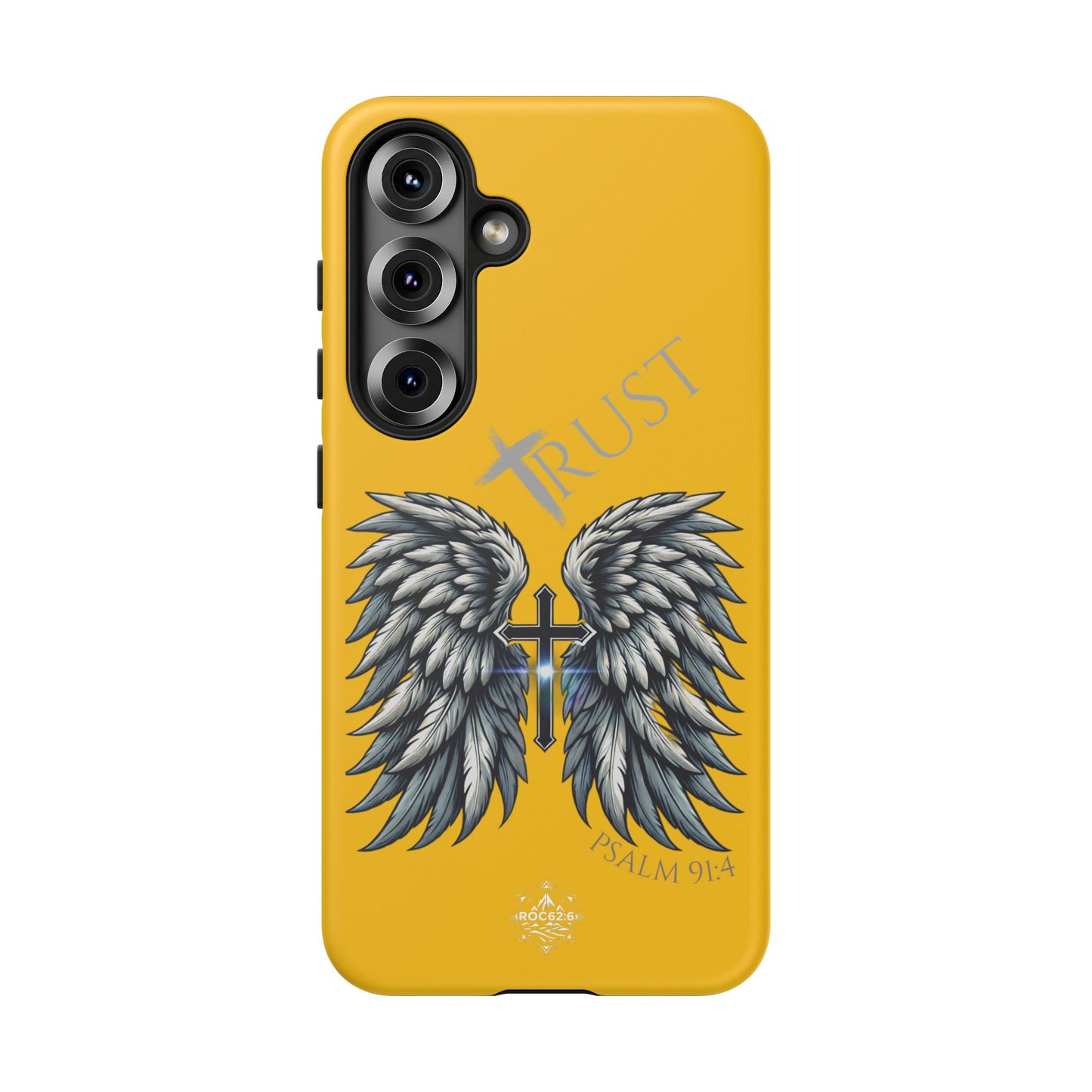 Wings Series Gold Phone Case - Trust, Psalm 91:4 Design, Inspirational Gift, Christian Accessories, Spiritual Protection, Encouragement