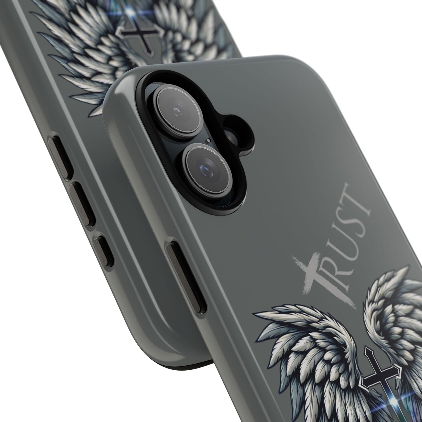 Wings Series Dark Grey Phone Case - Trust, Psalm 91:4 Design, Inspirational Gift, Christian Accessories, Spiritual Protection, Encouragement