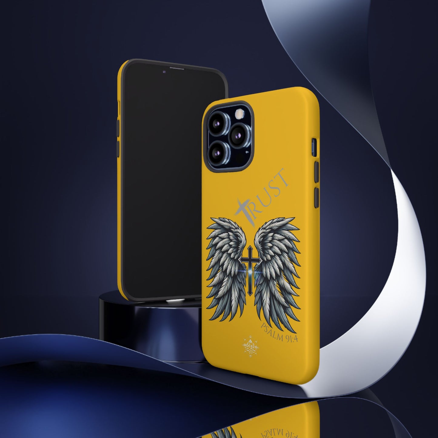 Wings Series Gold Phone Case - Trust, Psalm 91:4 Design, Inspirational Gift, Christian Accessories, Spiritual Protection, Encouragement