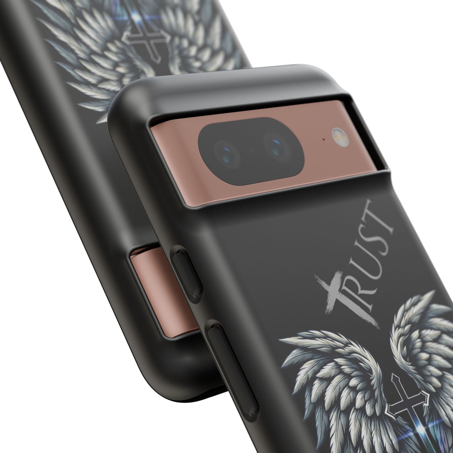 Wings Series Black Phone Case - Trust, Psalm 91:4 Design, Inspirational Gift, Christian Accessories, Spiritual Protection, Encouragement