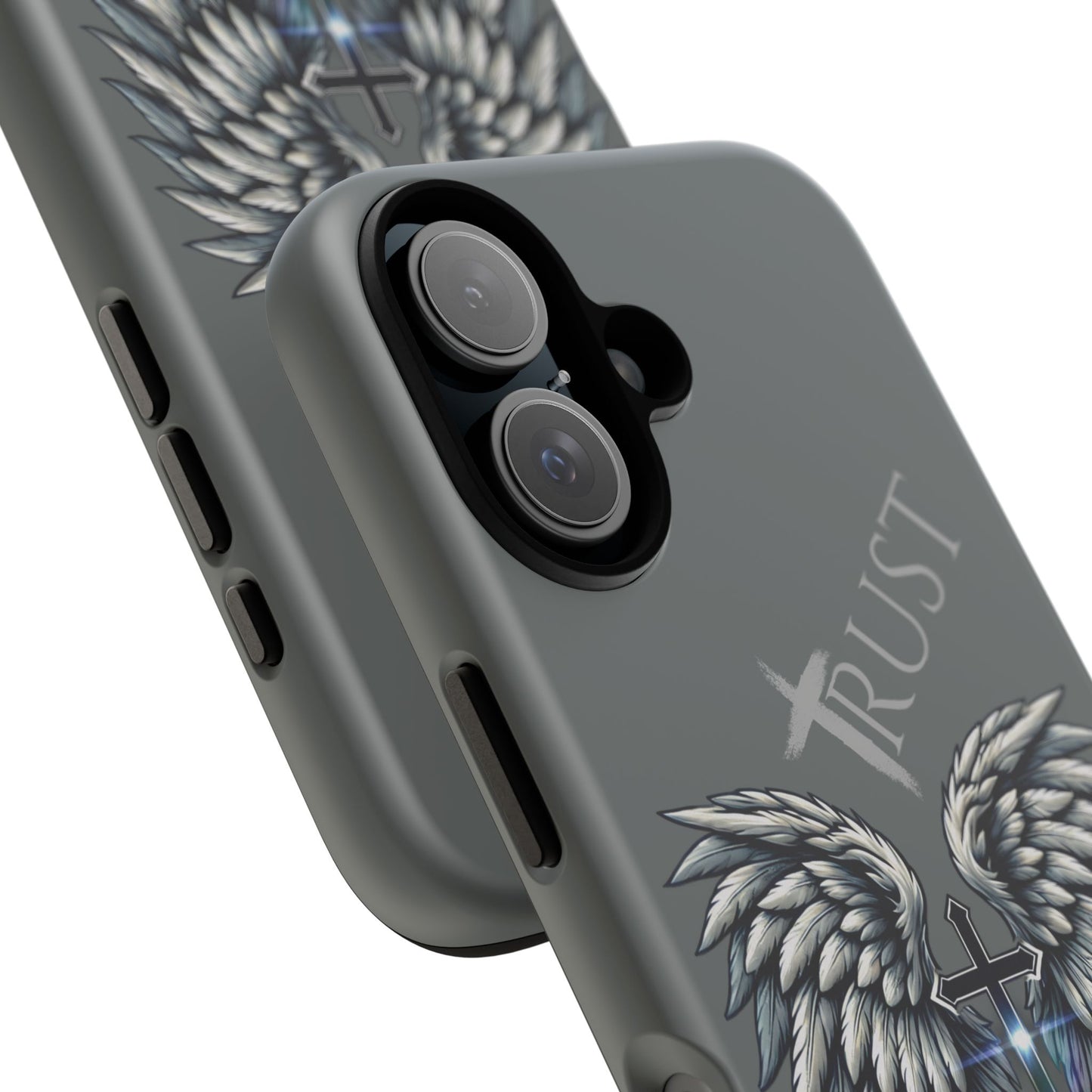 Wings Series Dark Grey Phone Case - Trust, Psalm 91:4 Design, Inspirational Gift, Christian Accessories, Spiritual Protection, Encouragement