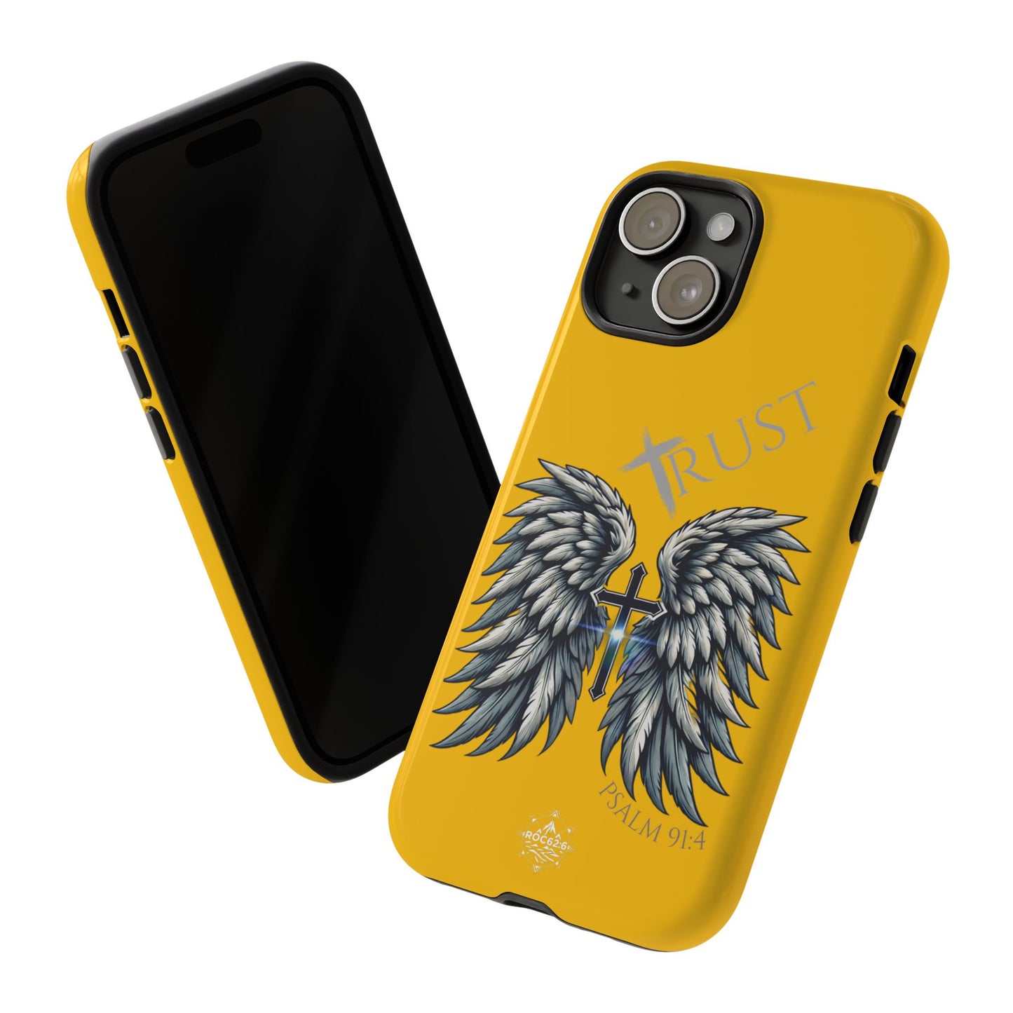 Wings Series Gold Phone Case - Trust, Psalm 91:4 Design, Inspirational Gift, Christian Accessories, Spiritual Protection, Encouragement