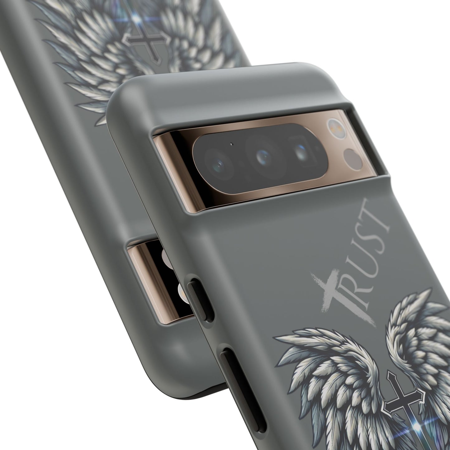 Wings Series Dark Grey Phone Case - Trust, Psalm 91:4 Design, Inspirational Gift, Christian Accessories, Spiritual Protection, Encouragement