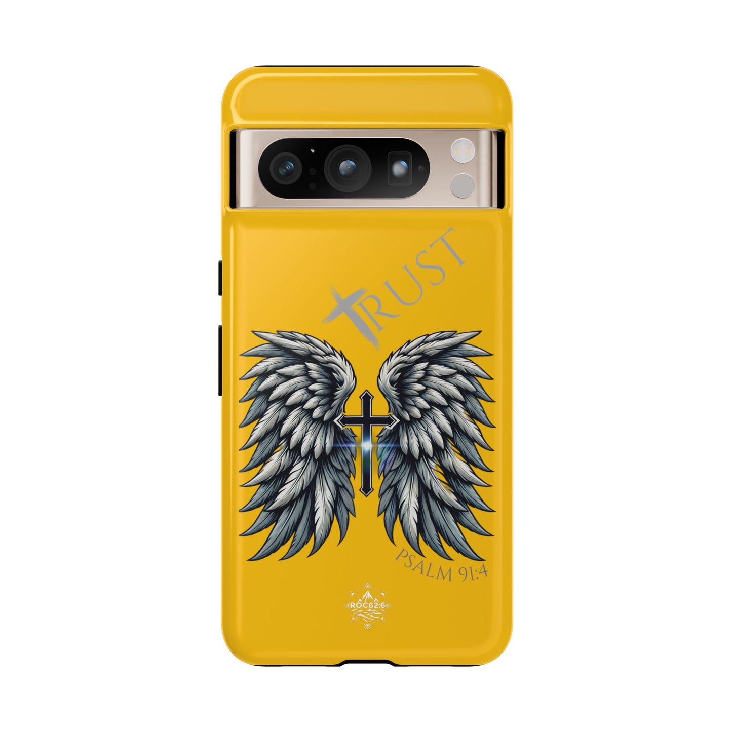 Wings Series Gold Phone Case - Trust, Psalm 91:4 Design, Inspirational Gift, Christian Accessories, Spiritual Protection, Encouragement
