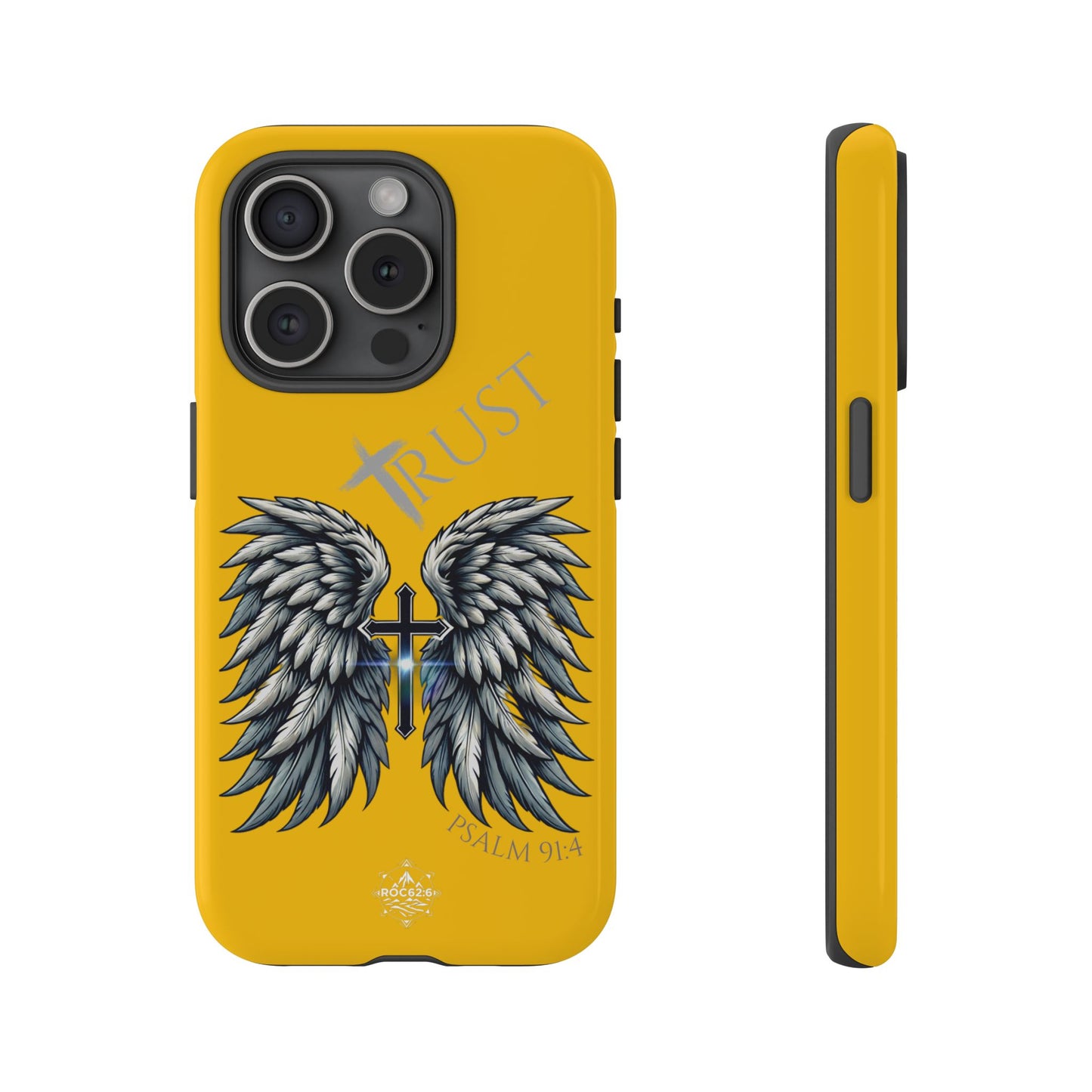 Wings Series Gold Phone Case - Trust, Psalm 91:4 Design, Inspirational Gift, Christian Accessories, Spiritual Protection, Encouragement