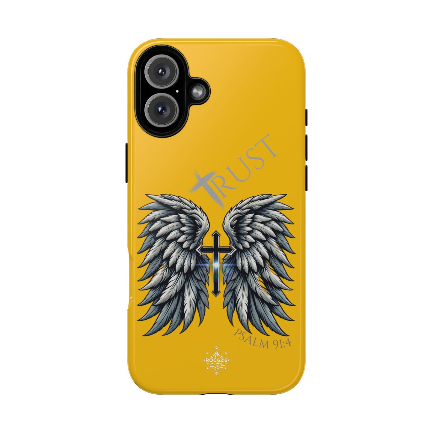 Wings Series Gold Phone Case - Trust, Psalm 91:4 Design, Inspirational Gift, Christian Accessories, Spiritual Protection, Encouragement