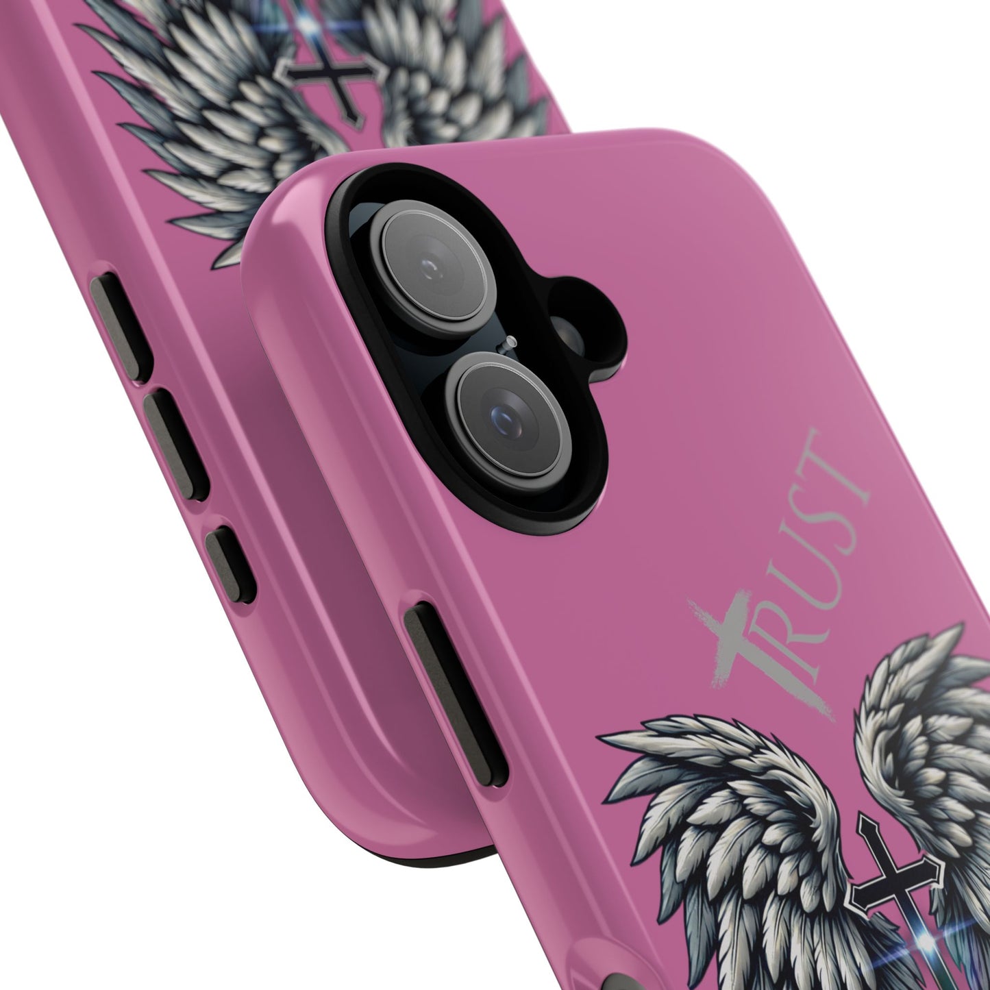 Wings Series Pink Phone Case - Trust, Psalm 91:4 Design, Inspirational Gift, Christian Accessories, Spiritual Protection, Encouragement