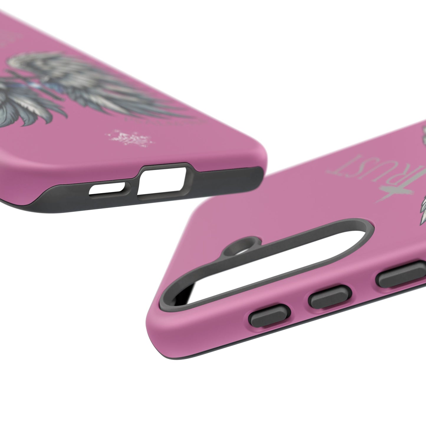 Wings Series Pink Phone Case - Trust, Psalm 91:4 Design, Inspirational Gift, Christian Accessories, Spiritual Protection, Encouragement