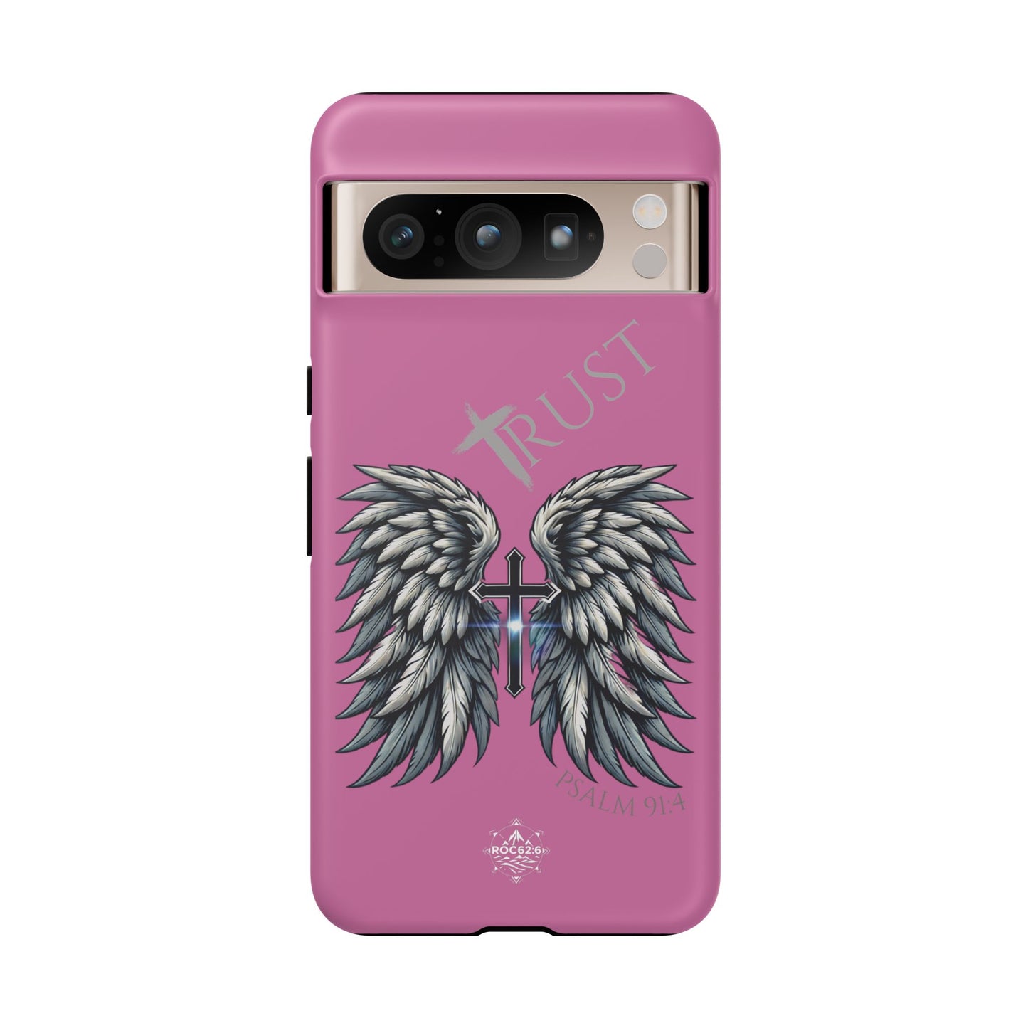 Wings Series Pink Phone Case - Trust, Psalm 91:4 Design, Inspirational Gift, Christian Accessories, Spiritual Protection, Encouragement