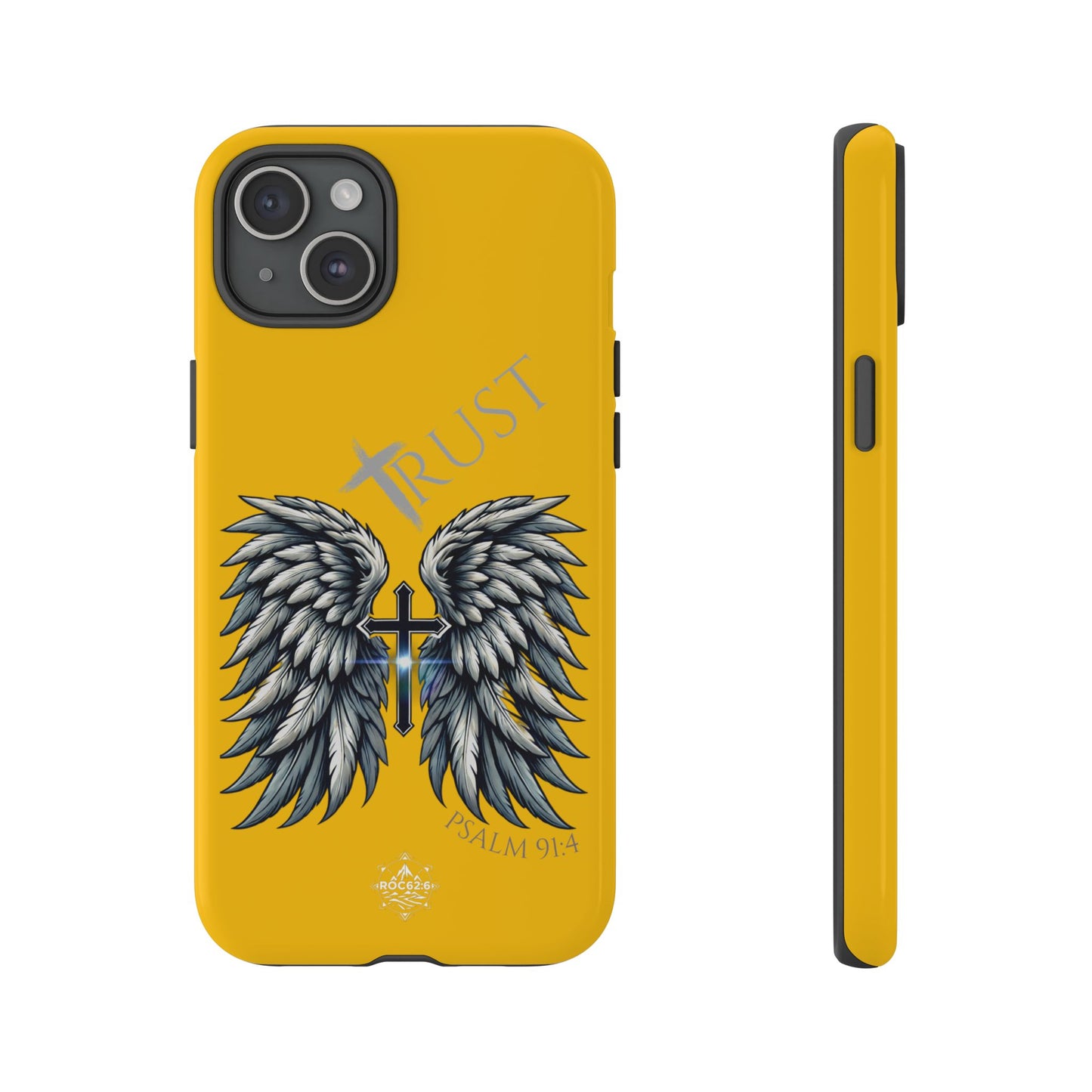 Wings Series Gold Phone Case - Trust, Psalm 91:4 Design, Inspirational Gift, Christian Accessories, Spiritual Protection, Encouragement