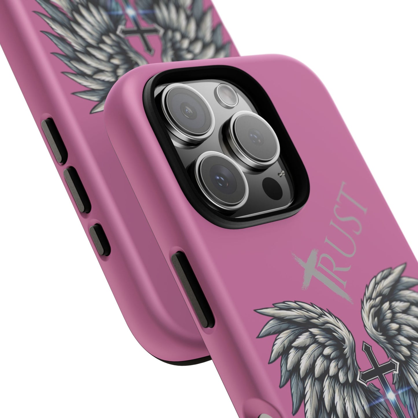 Wings Series Pink Phone Case - Trust, Psalm 91:4 Design, Inspirational Gift, Christian Accessories, Spiritual Protection, Encouragement