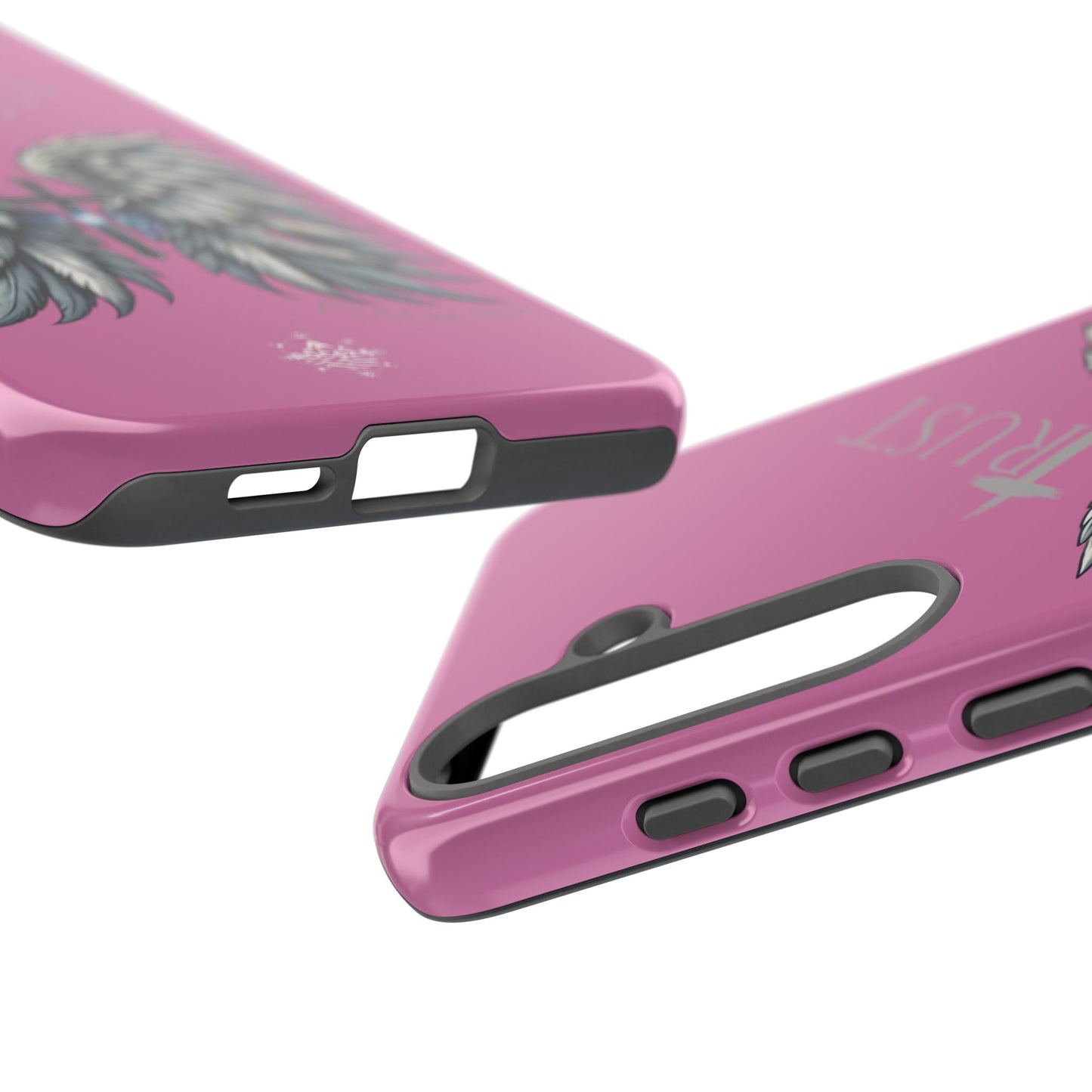 Wings Series Pink Phone Case - Trust, Psalm 91:4 Design, Inspirational Gift, Christian Accessories, Spiritual Protection, Encouragement