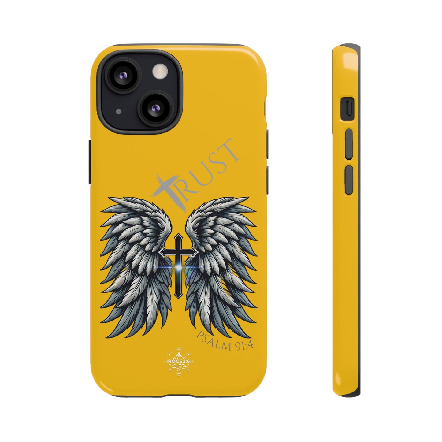 Wings Series Gold Phone Case - Trust, Psalm 91:4 Design, Inspirational Gift, Christian Accessories, Spiritual Protection, Encouragement