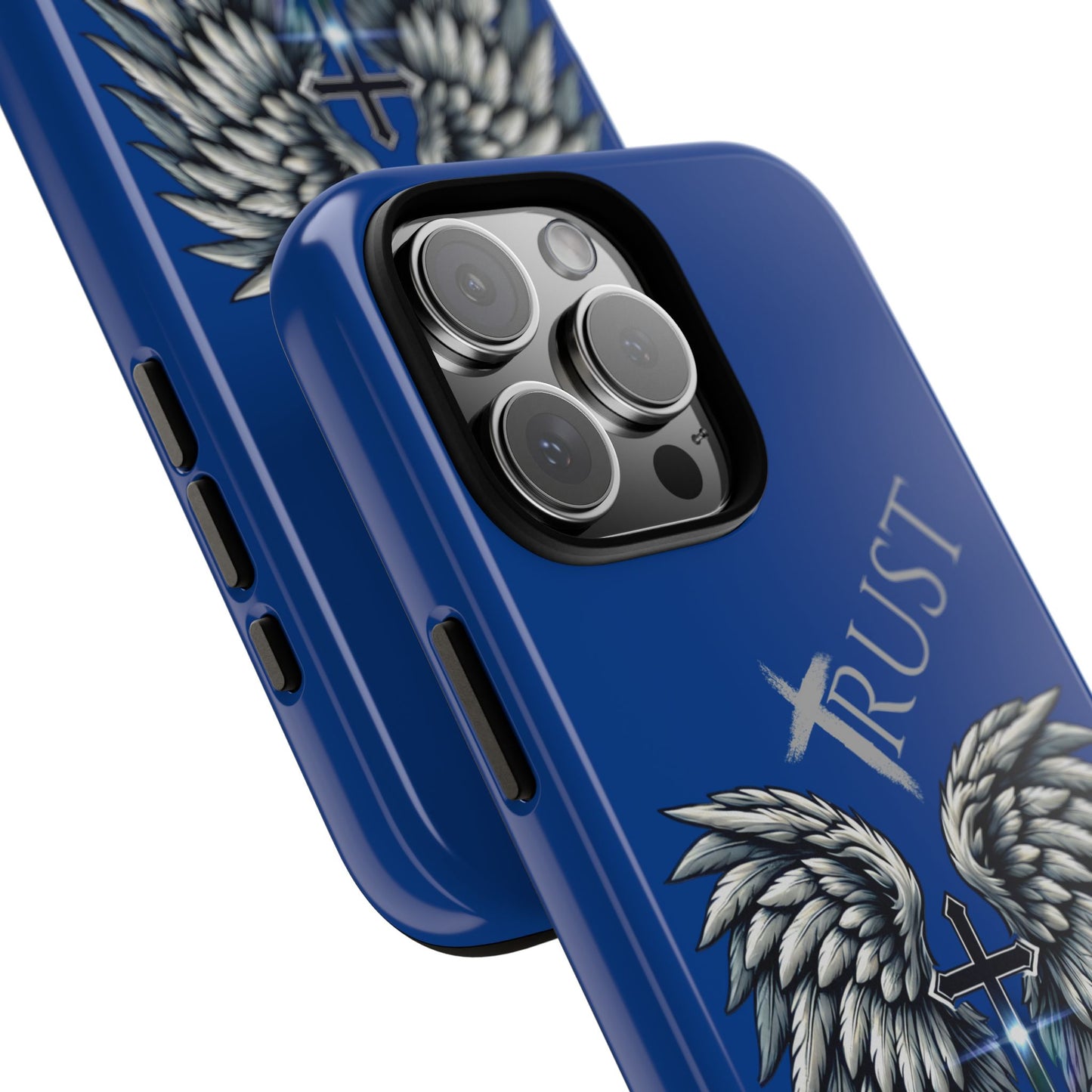Wings Series Blue Phone Case - Trust, Psalm 91:4 Design, Inspirational Gift, Christian Accessories, Spiritual Protection, Encouragement