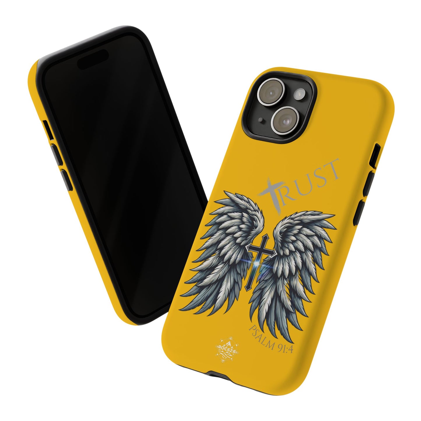 Wings Series Gold Phone Case - Trust, Psalm 91:4 Design, Inspirational Gift, Christian Accessories, Spiritual Protection, Encouragement