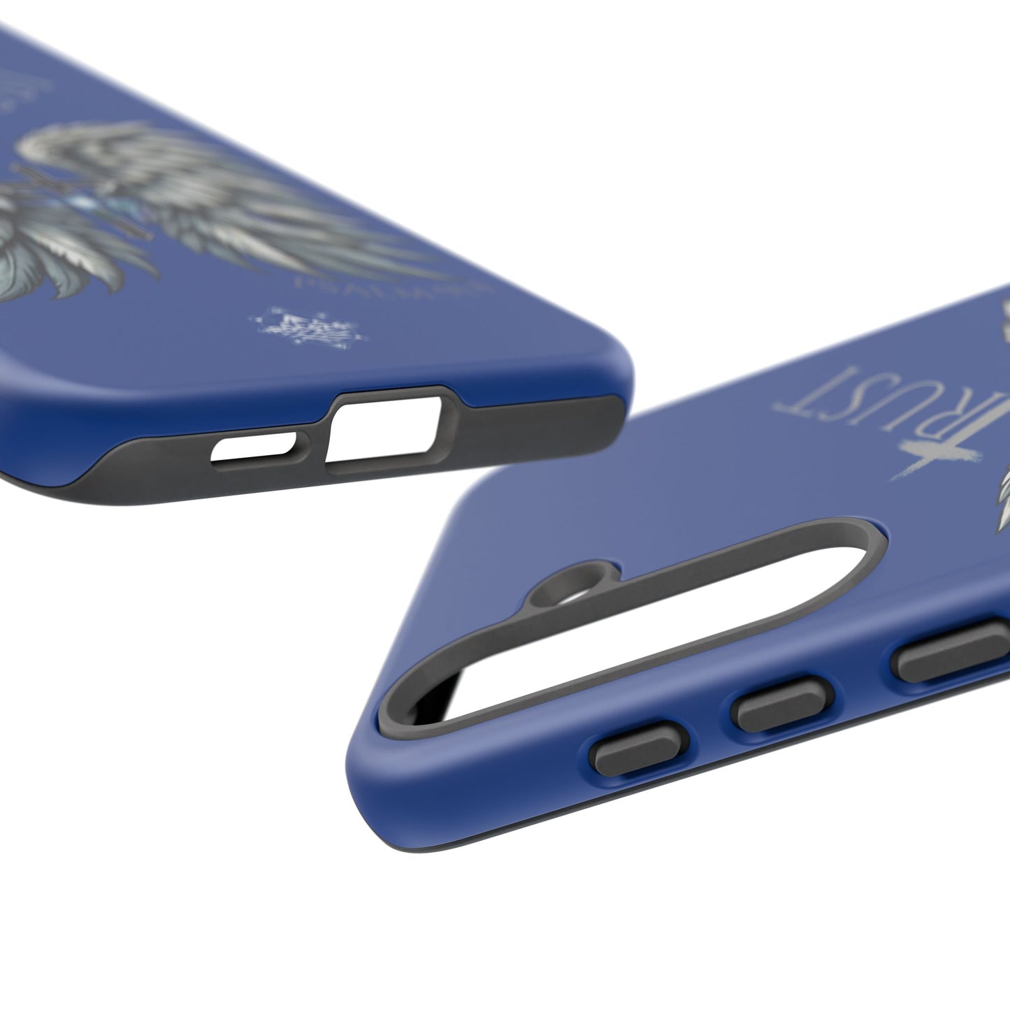 Wings Series Blue Phone Case - Trust, Psalm 91:4 Design, Inspirational Gift, Christian Accessories, Spiritual Protection, Encouragement