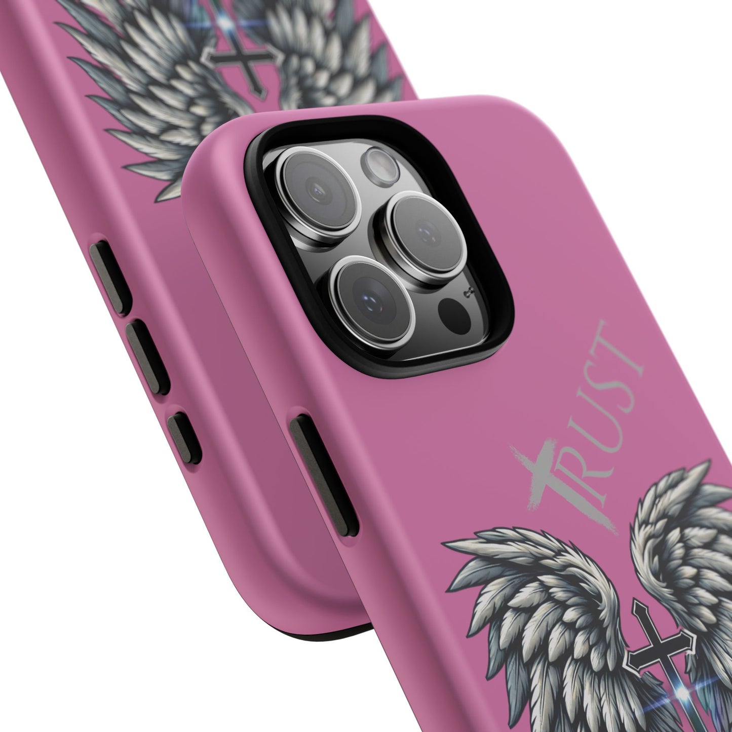 Wings Series Pink Phone Case - Trust, Psalm 91:4 Design, Inspirational Gift, Christian Accessories, Spiritual Protection, Encouragement