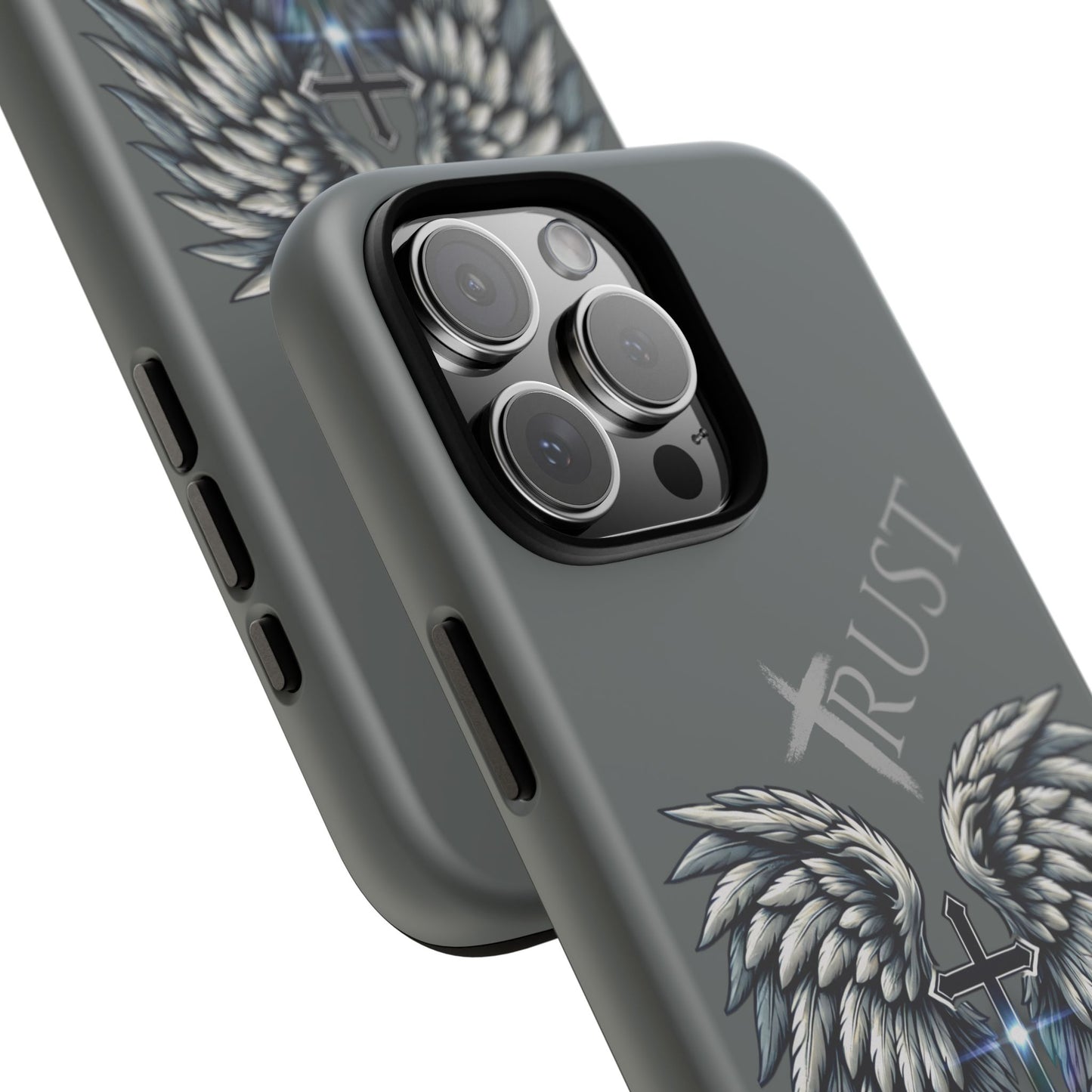Wings Series Dark Grey Phone Case - Trust, Psalm 91:4 Design, Inspirational Gift, Christian Accessories, Spiritual Protection, Encouragement