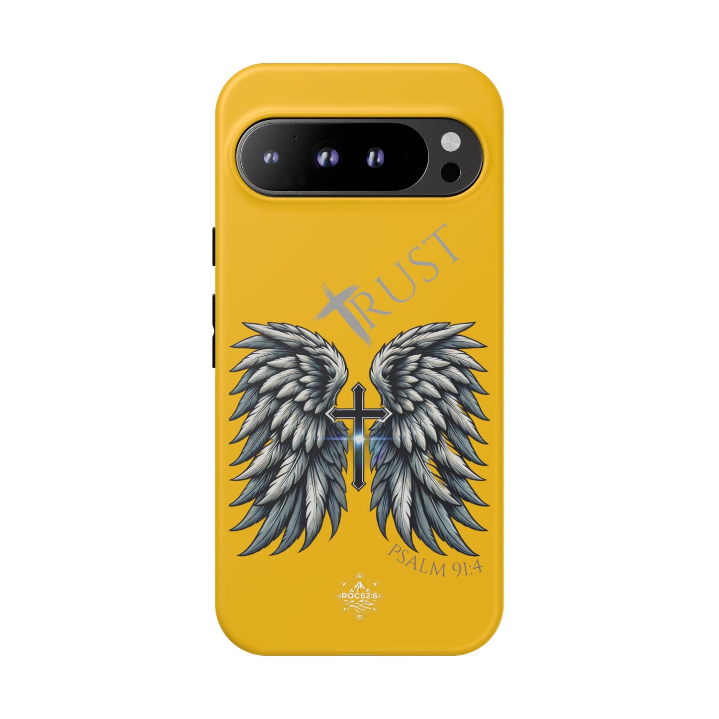 Wings Series Gold Phone Case - Trust, Psalm 91:4 Design, Inspirational Gift, Christian Accessories, Spiritual Protection, Encouragement