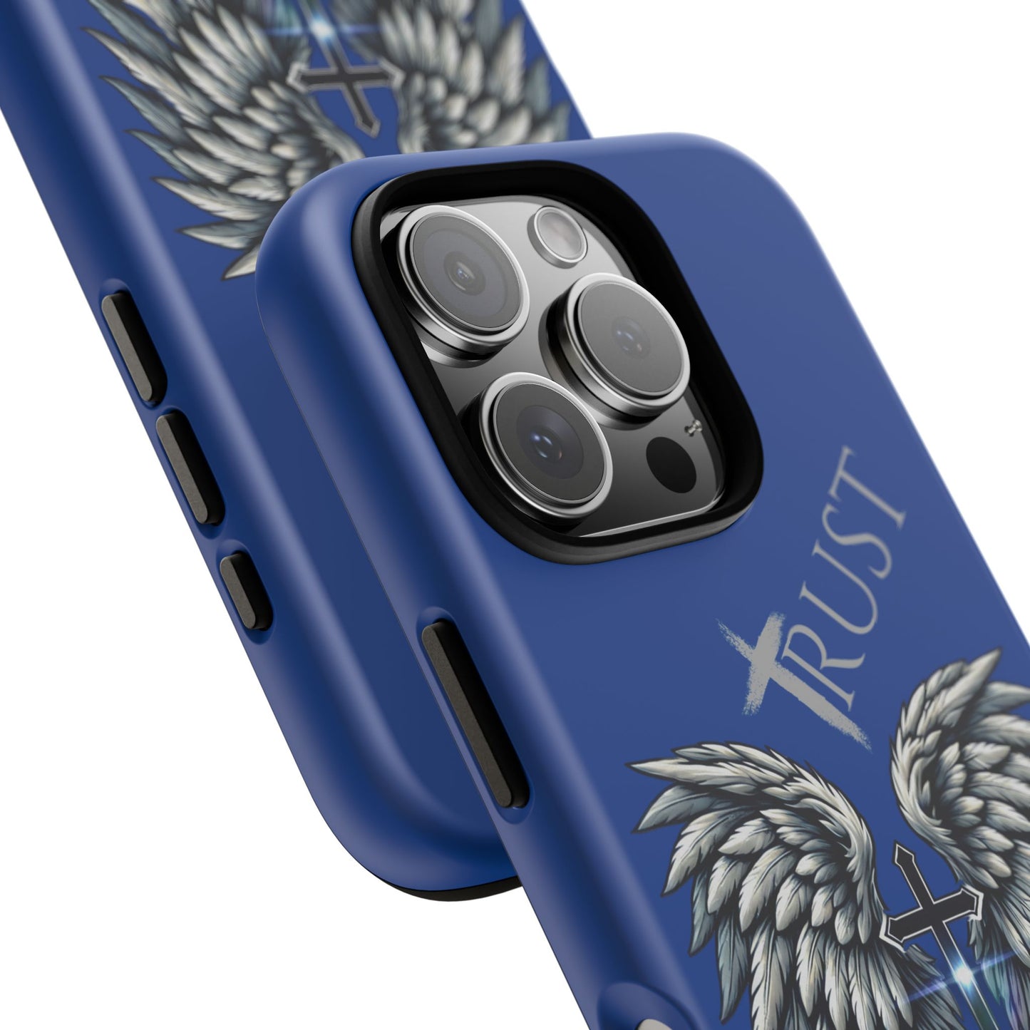 Wings Series Blue Phone Case - Trust, Psalm 91:4 Design, Inspirational Gift, Christian Accessories, Spiritual Protection, Encouragement