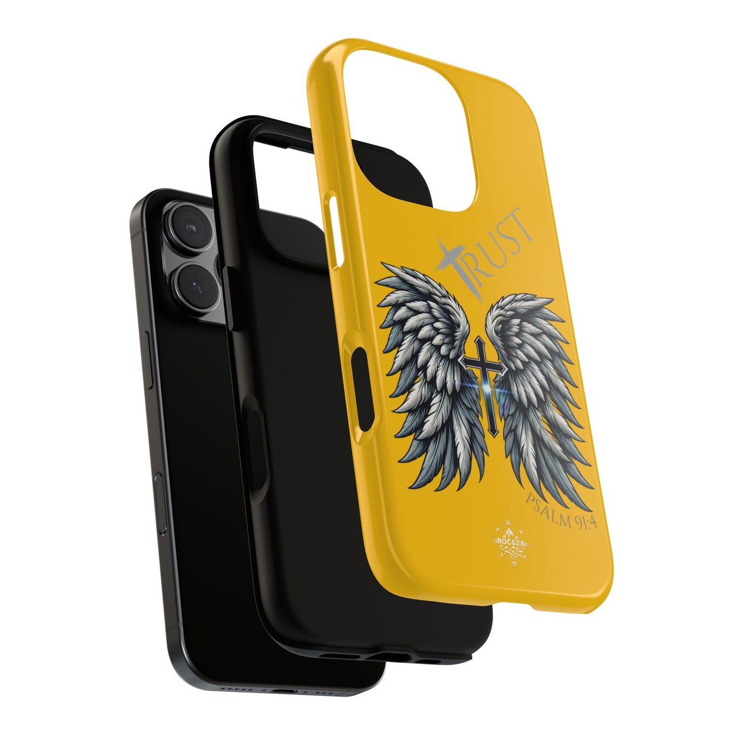 Wings Series Gold Phone Case - Trust, Psalm 91:4 Design, Inspirational Gift, Christian Accessories, Spiritual Protection, Encouragement
