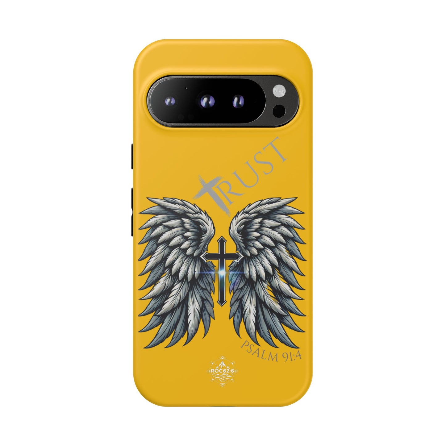 Wings Series Gold Phone Case - Trust, Psalm 91:4 Design, Inspirational Gift, Christian Accessories, Spiritual Protection, Encouragement