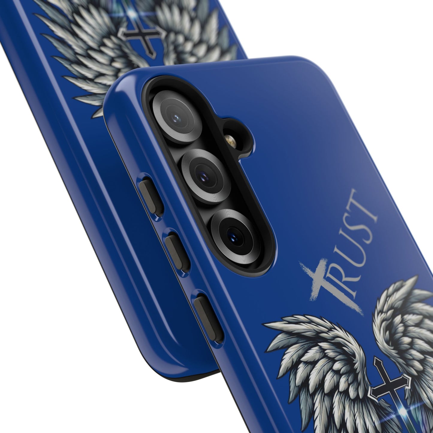 Wings Series Blue Phone Case - Trust, Psalm 91:4 Design, Inspirational Gift, Christian Accessories, Spiritual Protection, Encouragement