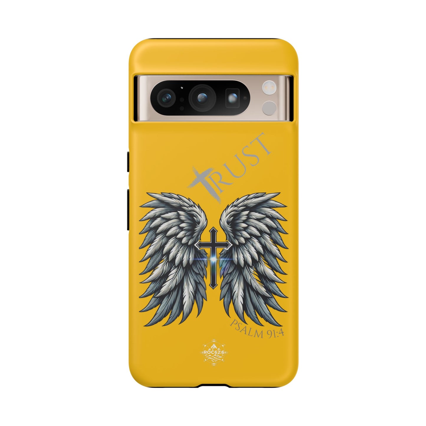 Wings Series Gold Phone Case - Trust, Psalm 91:4 Design, Inspirational Gift, Christian Accessories, Spiritual Protection, Encouragement