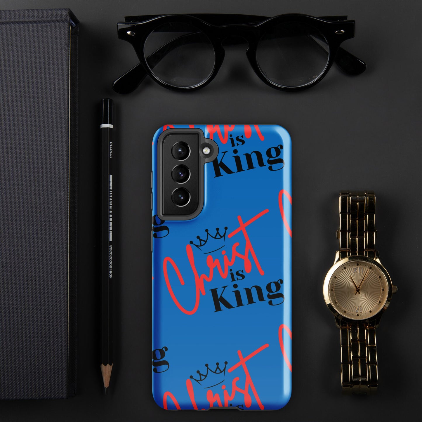 Christ is King Tough case for Samsung - Navy - S21, S22, S23, S24 Series, Jesus Samsung Case, Christian Samsung Case, Designer Samsung Case