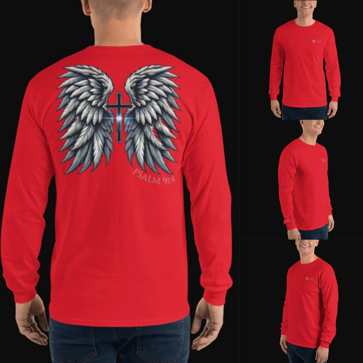 TRUST - Wings Series Unisex Long Sleeve Shirt, Angel Wings Tee, Christian Apparel, Christian Wear