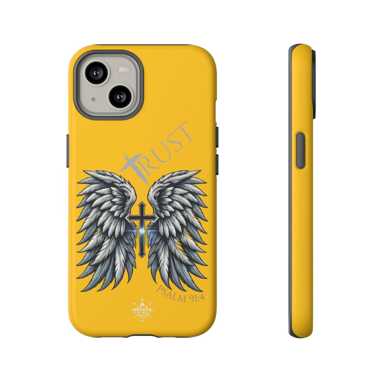 Wings Series Gold Phone Case - Trust, Psalm 91:4 Design, Inspirational Gift, Christian Accessories, Spiritual Protection, Encouragement