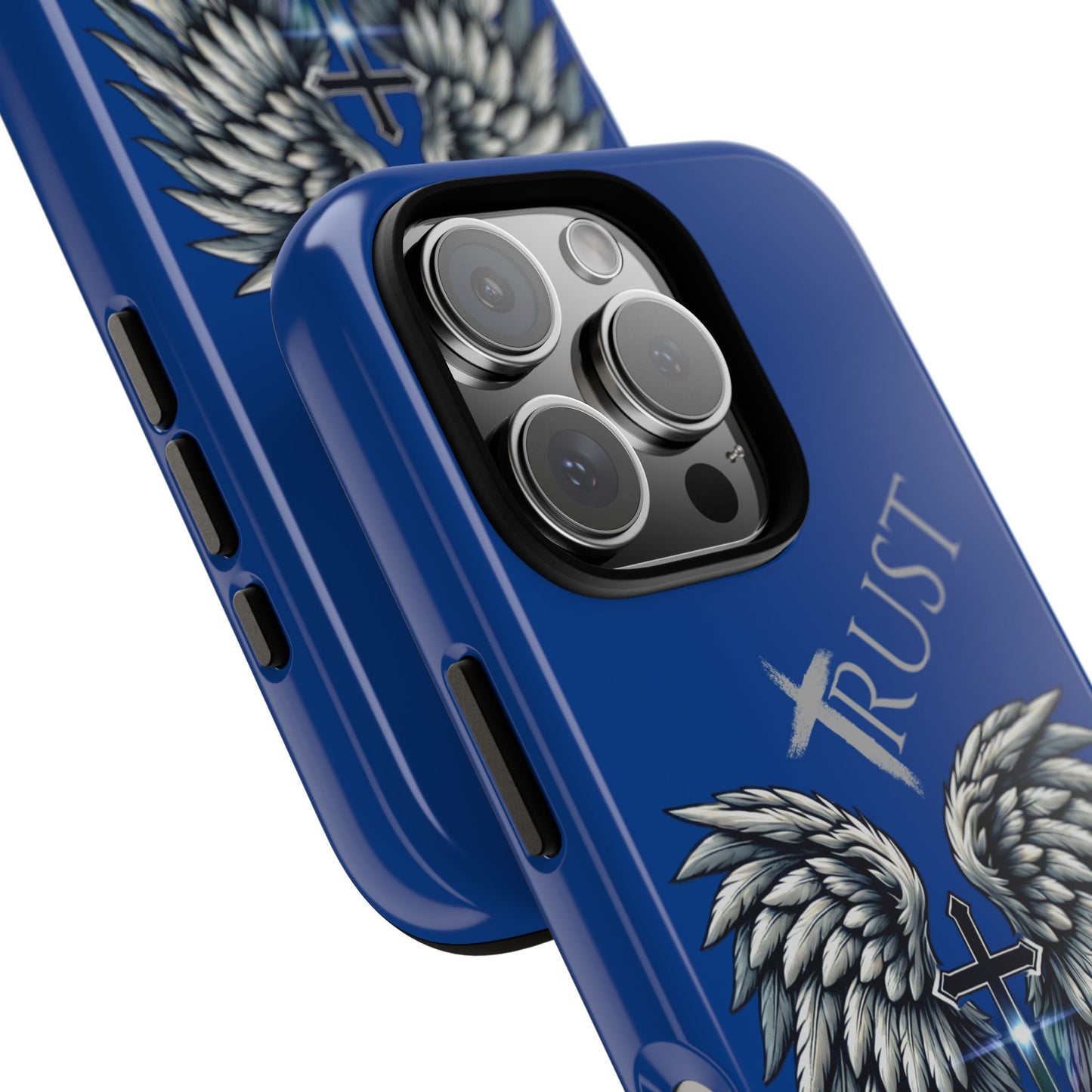 Wings Series Blue Phone Case - Trust, Psalm 91:4 Design, Inspirational Gift, Christian Accessories, Spiritual Protection, Encouragement