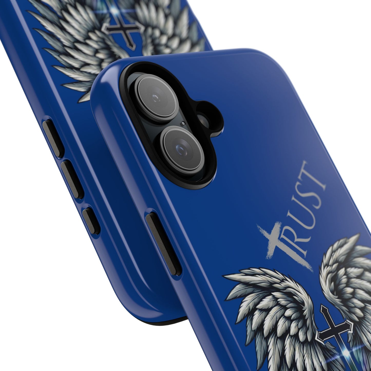 Wings Series Blue Phone Case - Trust, Psalm 91:4 Design, Inspirational Gift, Christian Accessories, Spiritual Protection, Encouragement
