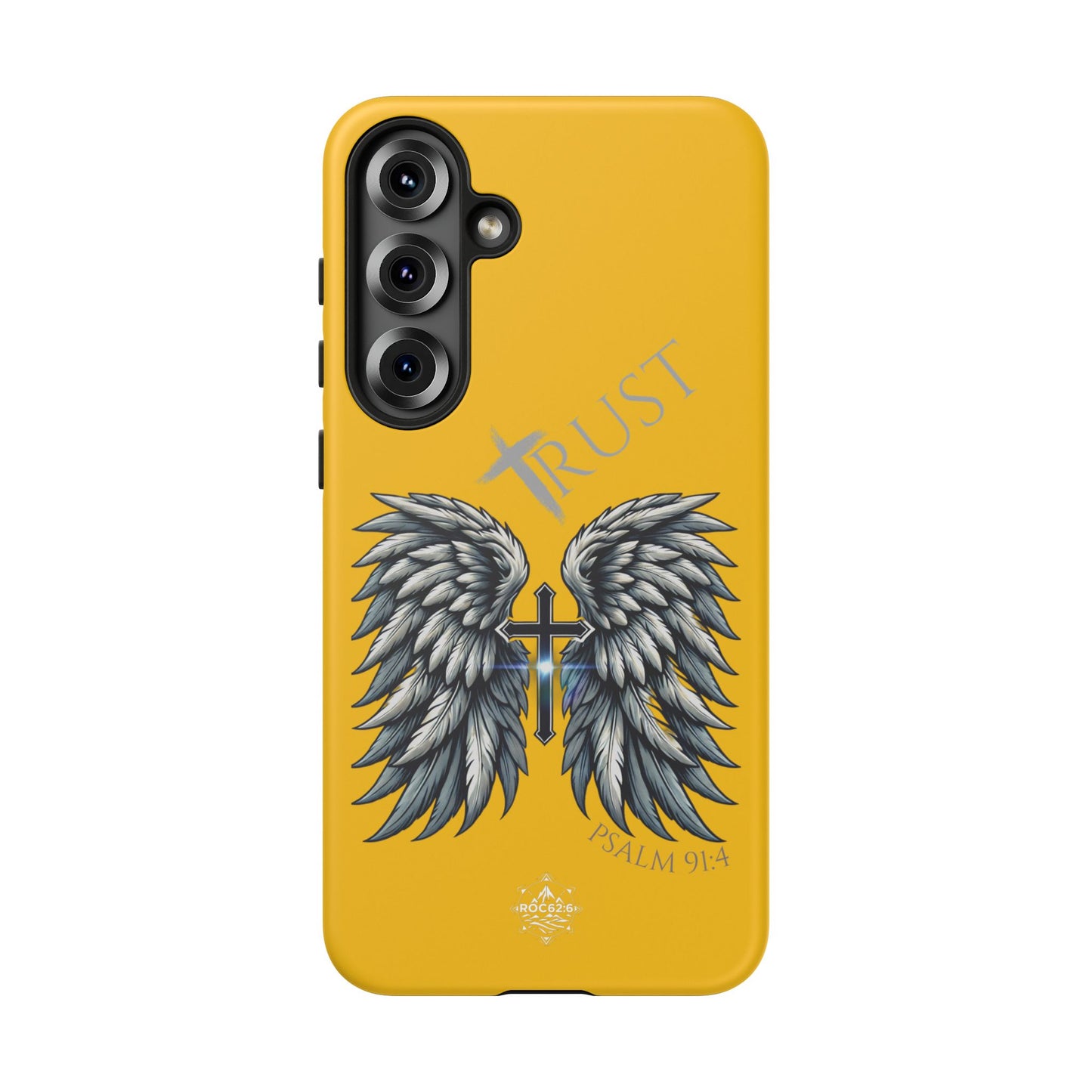 Wings Series Gold Phone Case - Trust, Psalm 91:4 Design, Inspirational Gift, Christian Accessories, Spiritual Protection, Encouragement