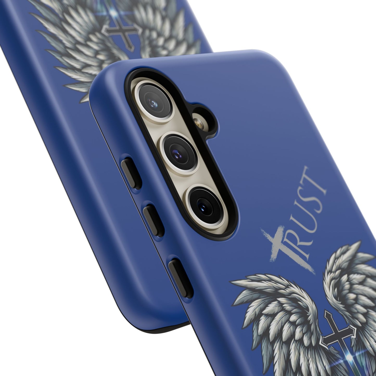 Wings Series Blue Phone Case - Trust, Psalm 91:4 Design, Inspirational Gift, Christian Accessories, Spiritual Protection, Encouragement