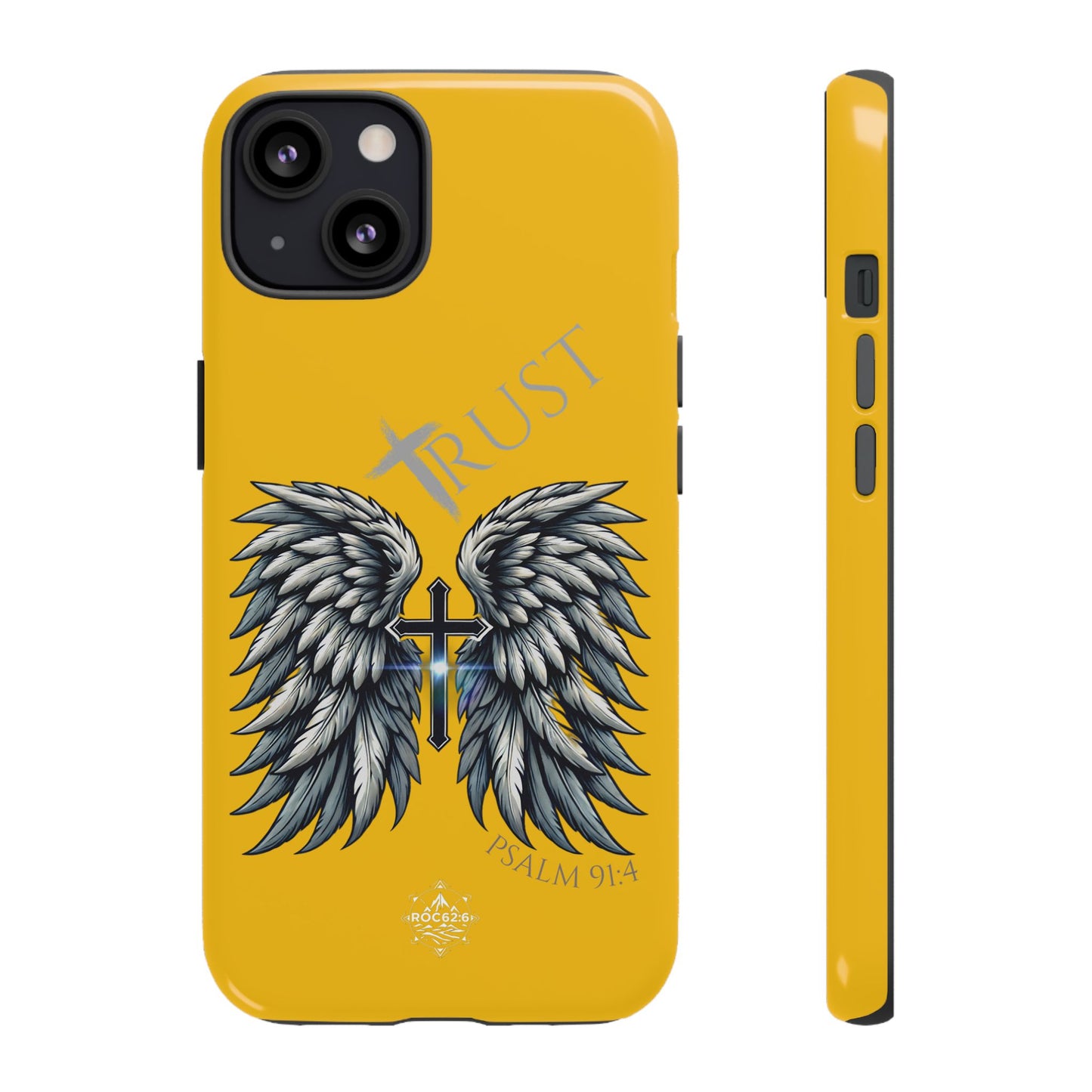 Wings Series Gold Phone Case - Trust, Psalm 91:4 Design, Inspirational Gift, Christian Accessories, Spiritual Protection, Encouragement