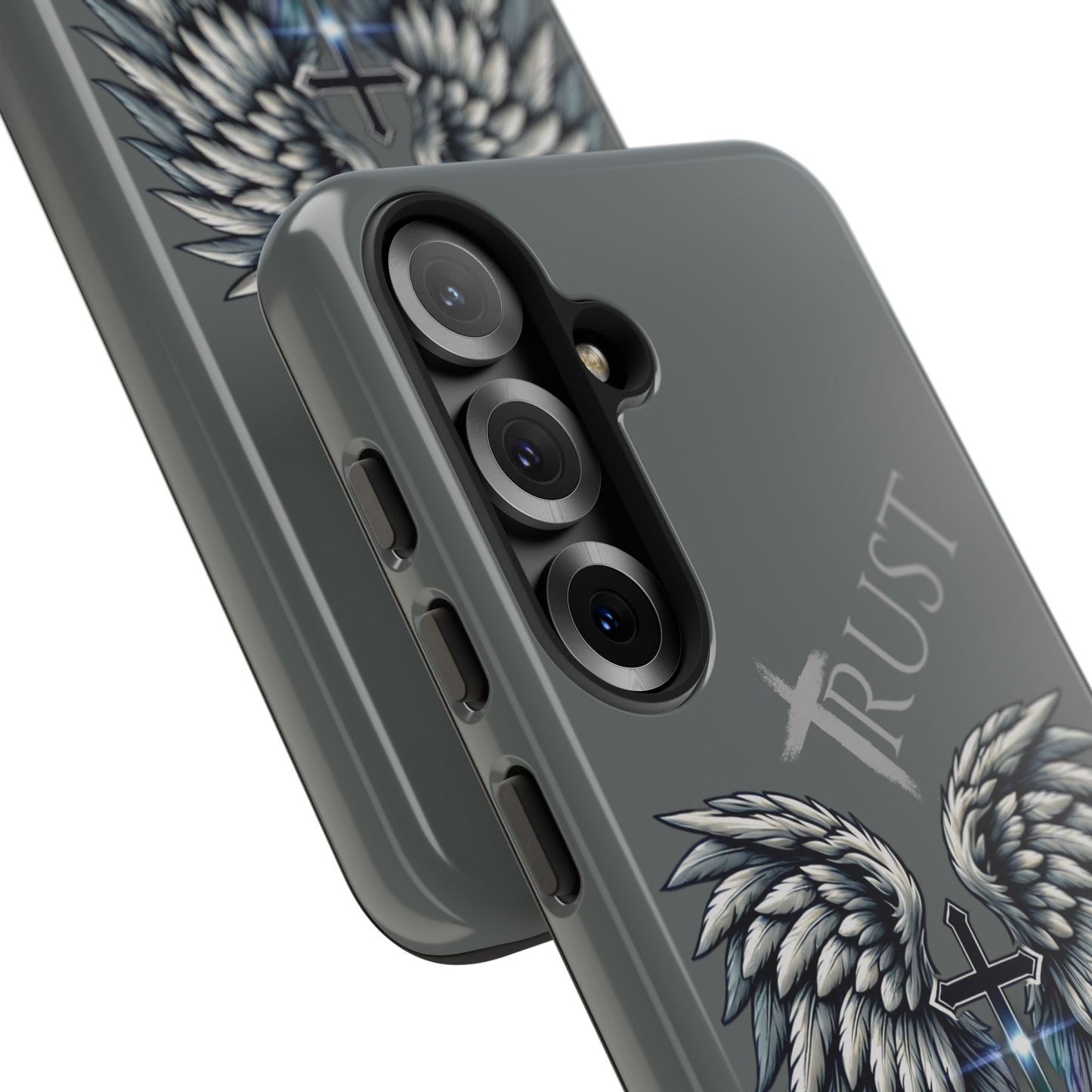 Wings Series Dark Grey Phone Case - Trust, Psalm 91:4 Design, Inspirational Gift, Christian Accessories, Spiritual Protection, Encouragement