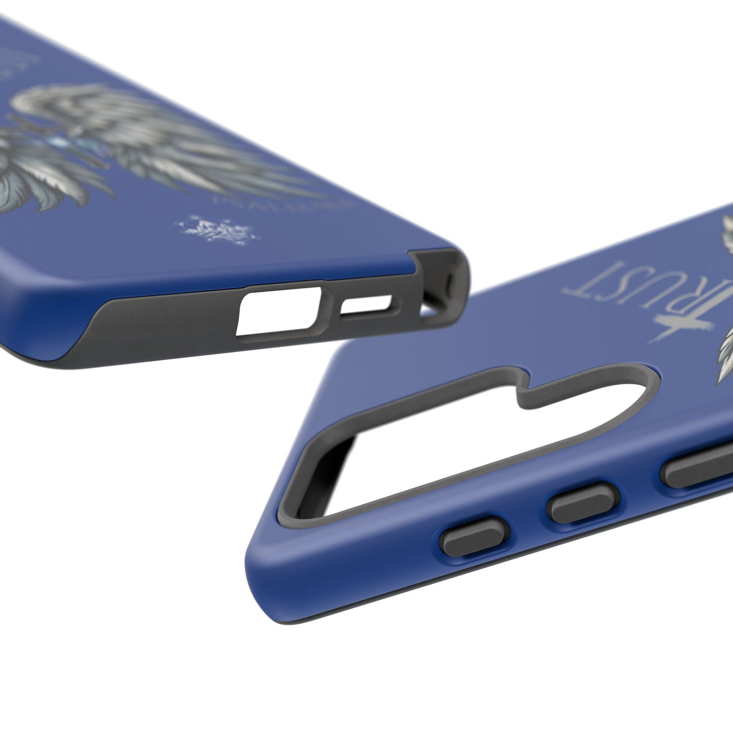 Wings Series Blue Phone Case - Trust, Psalm 91:4 Design, Inspirational Gift, Christian Accessories, Spiritual Protection, Encouragement