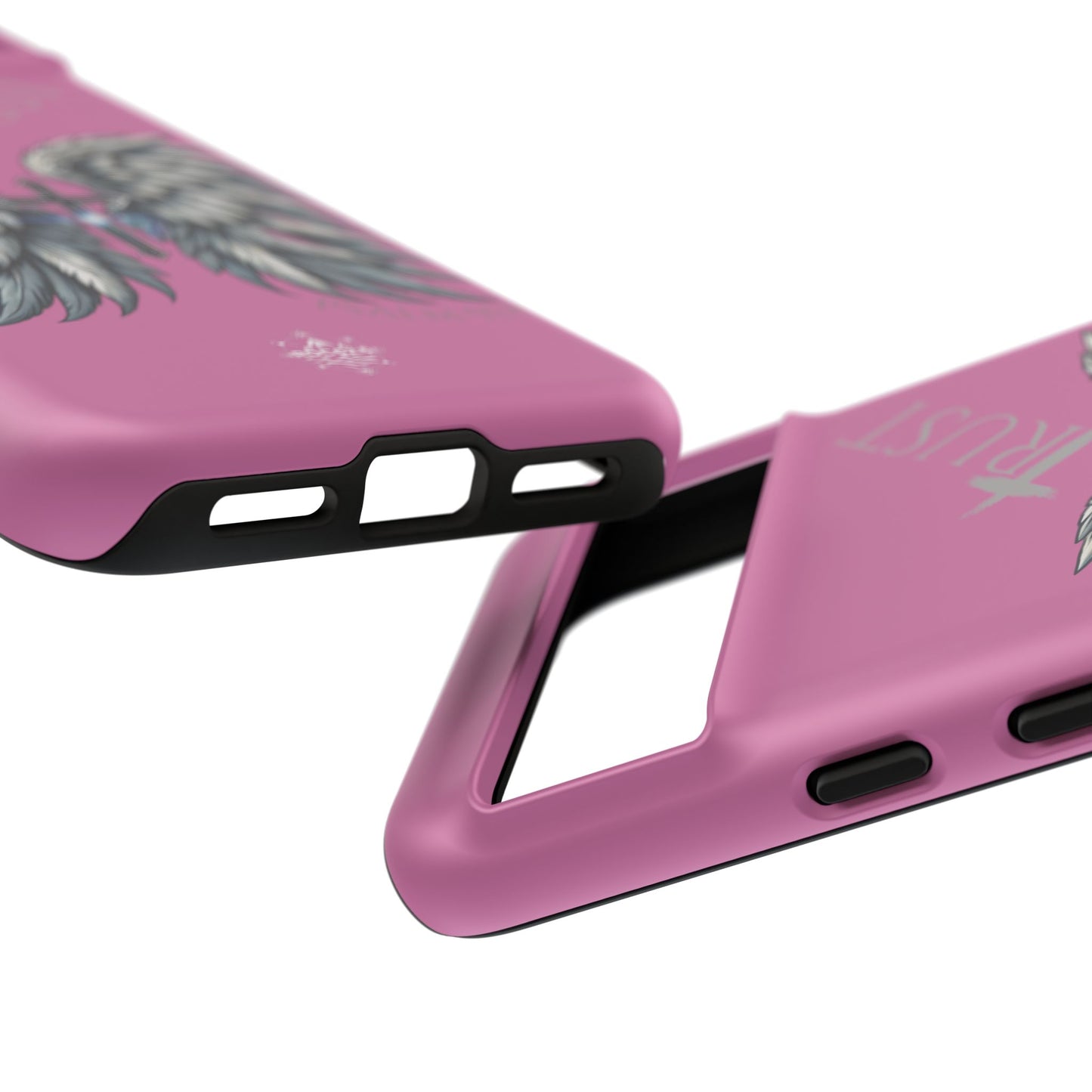 Wings Series Pink Phone Case - Trust, Psalm 91:4 Design, Inspirational Gift, Christian Accessories, Spiritual Protection, Encouragement
