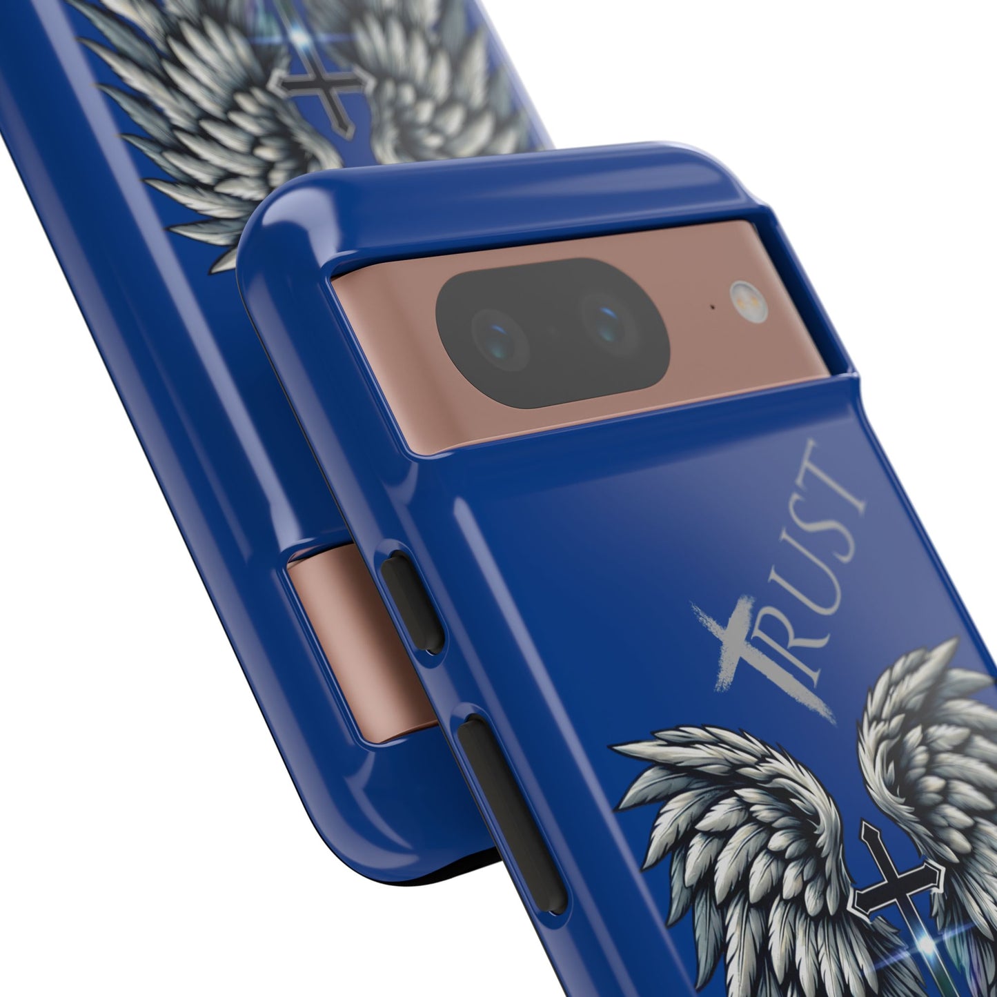 Wings Series Blue Phone Case - Trust, Psalm 91:4 Design, Inspirational Gift, Christian Accessories, Spiritual Protection, Encouragement