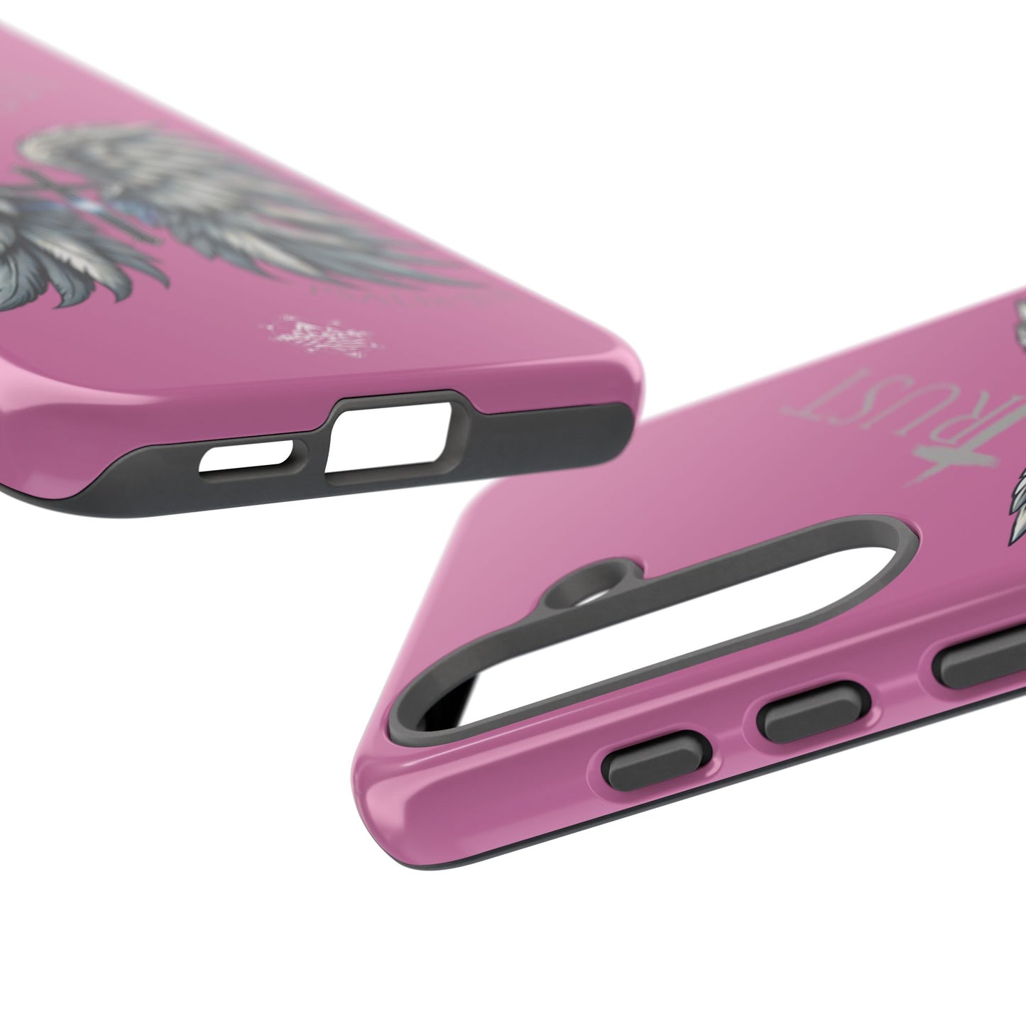 Wings Series Pink Phone Case - Trust, Psalm 91:4 Design, Inspirational Gift, Christian Accessories, Spiritual Protection, Encouragement