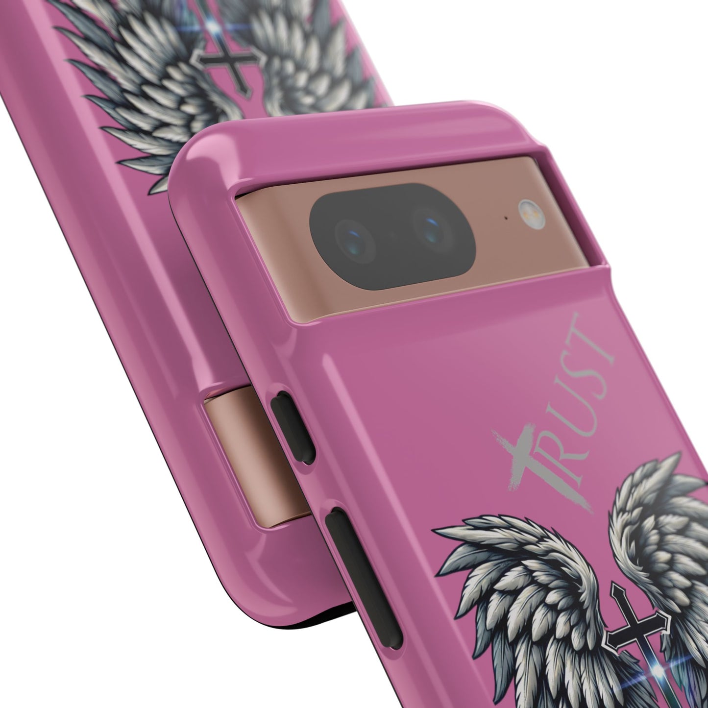 Wings Series Pink Phone Case - Trust, Psalm 91:4 Design, Inspirational Gift, Christian Accessories, Spiritual Protection, Encouragement
