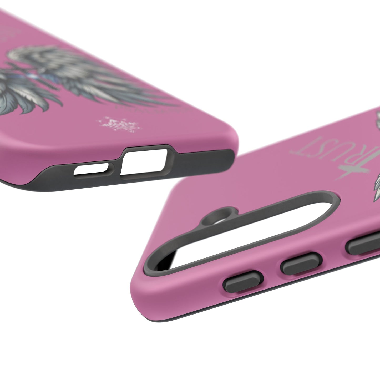 Wings Series Pink Phone Case - Trust, Psalm 91:4 Design, Inspirational Gift, Christian Accessories, Spiritual Protection, Encouragement