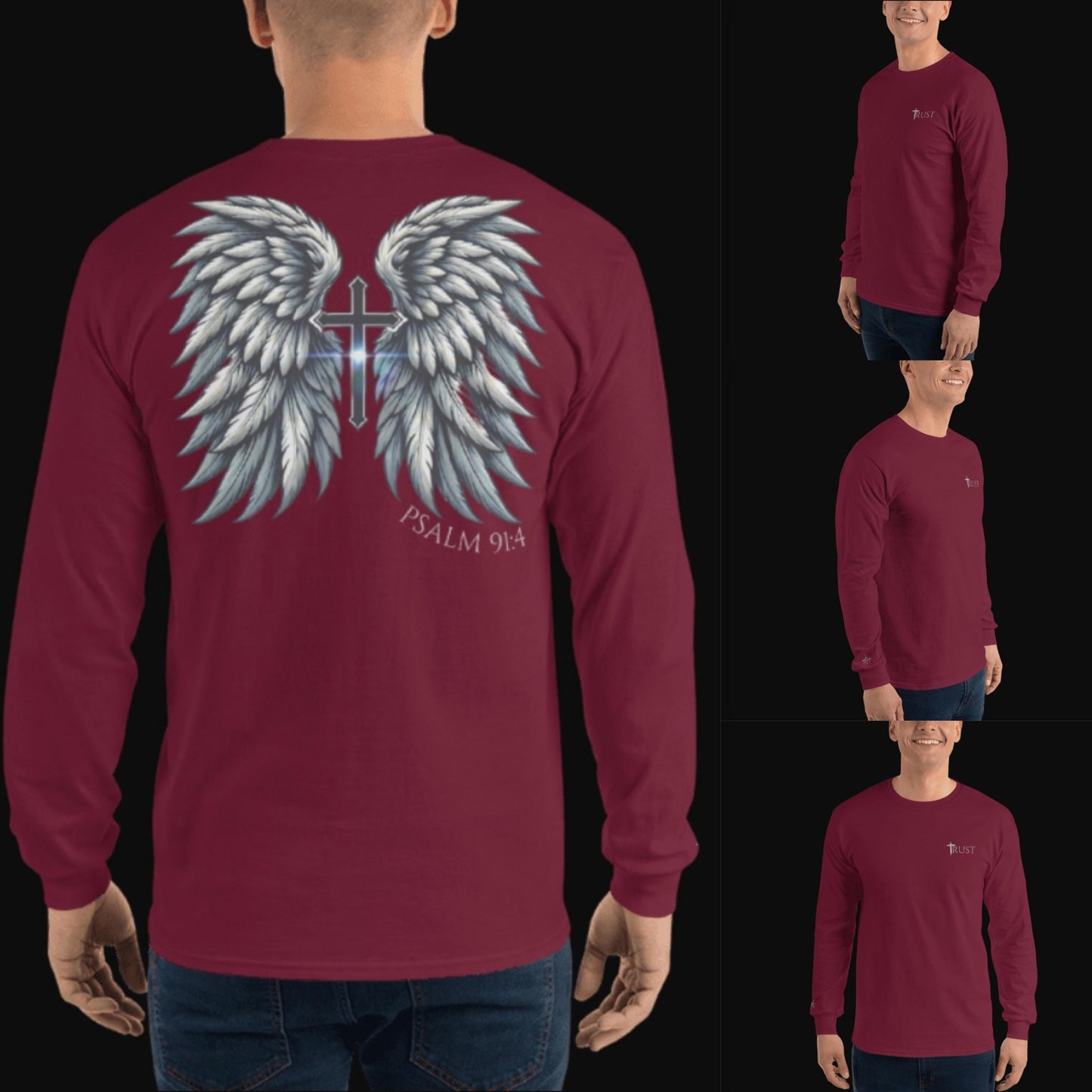 TRUST - Wings Series Unisex Long Sleeve Shirt, Angel Wings Tee, Christian Apparel, Christian Wear