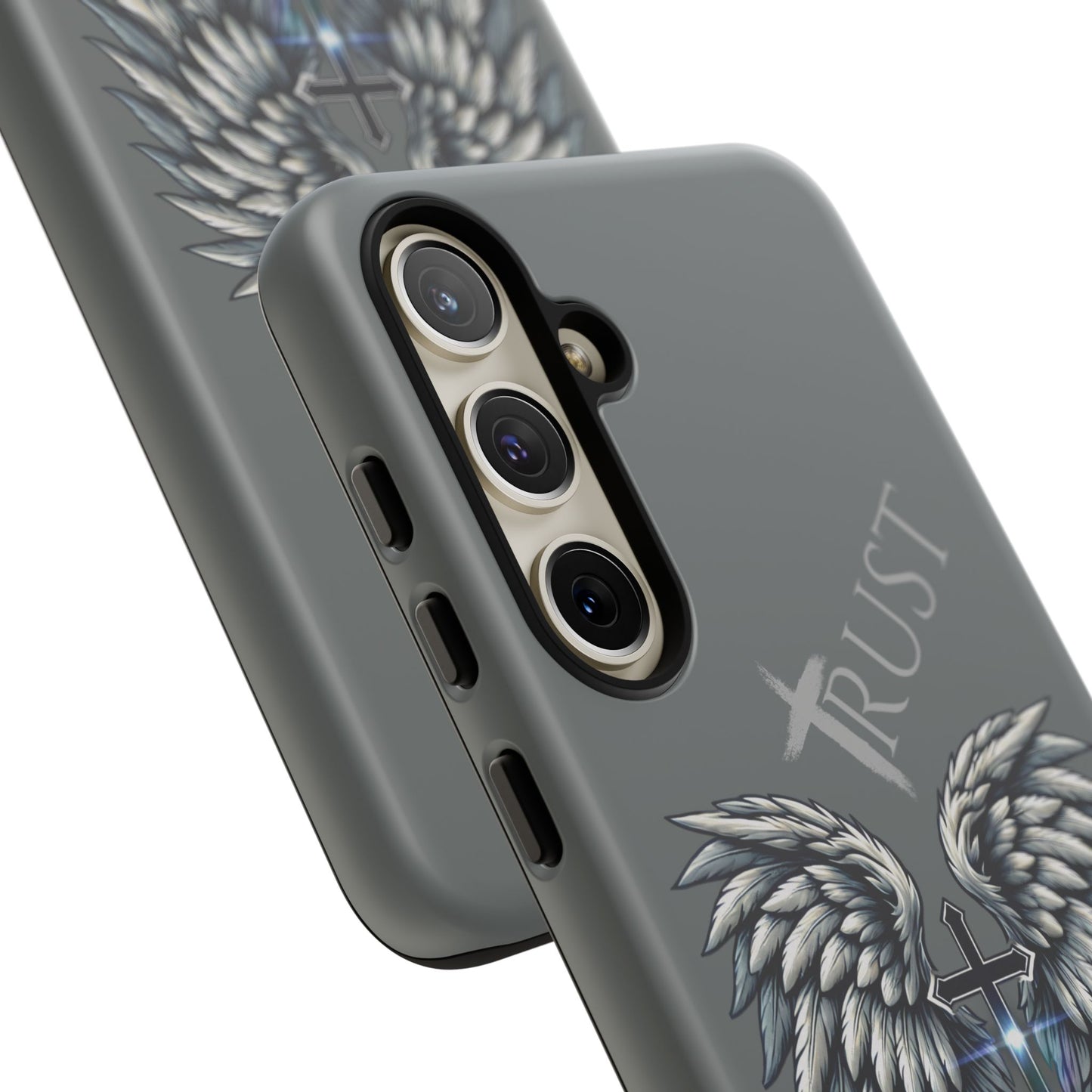 Wings Series Dark Grey Phone Case - Trust, Psalm 91:4 Design, Inspirational Gift, Christian Accessories, Spiritual Protection, Encouragement