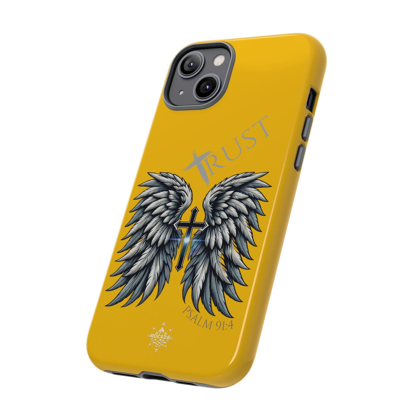 Wings Series Gold Phone Case - Trust, Psalm 91:4 Design, Inspirational Gift, Christian Accessories, Spiritual Protection, Encouragement