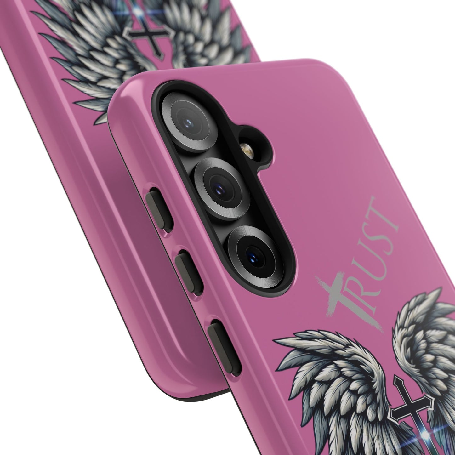 Wings Series Pink Phone Case - Trust, Psalm 91:4 Design, Inspirational Gift, Christian Accessories, Spiritual Protection, Encouragement