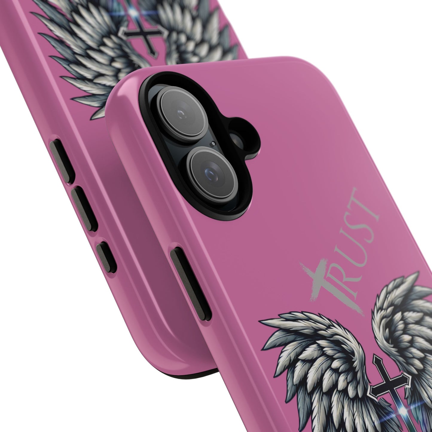 Wings Series Pink Phone Case - Trust, Psalm 91:4 Design, Inspirational Gift, Christian Accessories, Spiritual Protection, Encouragement