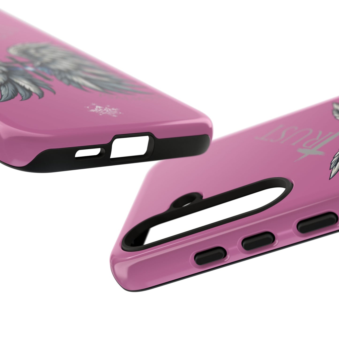 Wings Series Pink Phone Case - Trust, Psalm 91:4 Design, Inspirational Gift, Christian Accessories, Spiritual Protection, Encouragement