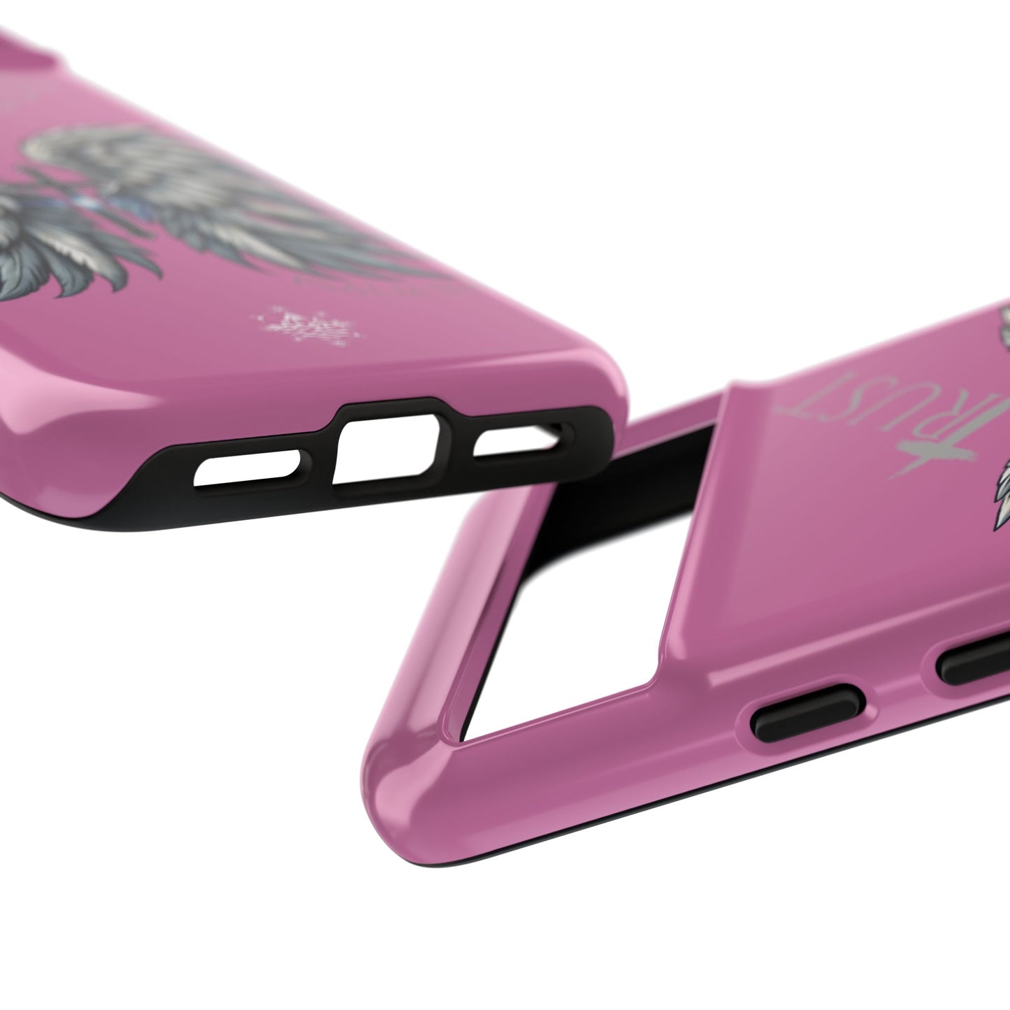 Wings Series Pink Phone Case - Trust, Psalm 91:4 Design, Inspirational Gift, Christian Accessories, Spiritual Protection, Encouragement